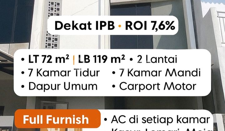 Jual Kos Kosan Ipb Murah Full Sewa 7 Kamar Siap Usaha 