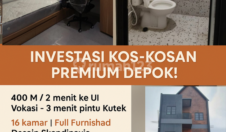 Rumah Kost 16 Kamar Income 300jtaan/thn 3 Menit Ui Kutek Depok