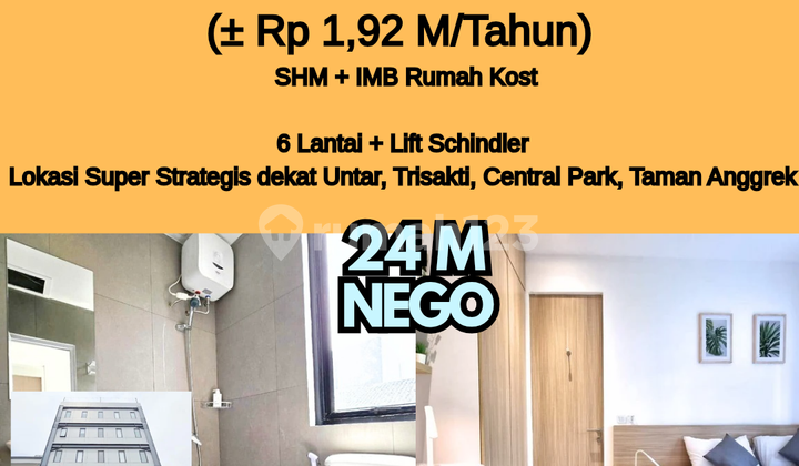 Kost Dijual 77 Kamar Net Income 160jt/bln Roi 8-10%/thn Di Grogol