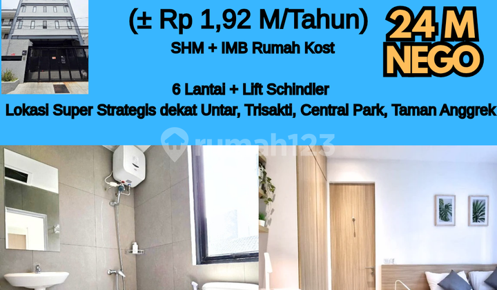 Jual Kos Kosan Tanjung Duren Nett Income 160jt/bln 77 Kamar Full