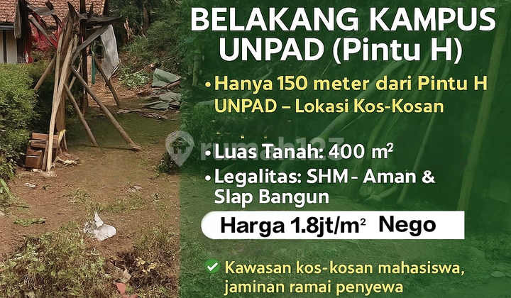 Land for Sale SHM 2 Minutes to Unpad Gate H Negotiable Price Student Housing Area