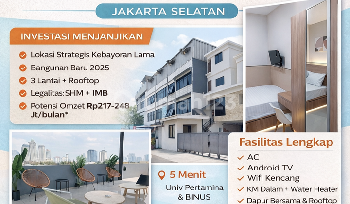 Dijual Kos Kosan Kebayoran Lama 62 Kamar Full Occupancy Dijual Kos Kosan Kebayoran Lama 62 Kamar Full Occupancy