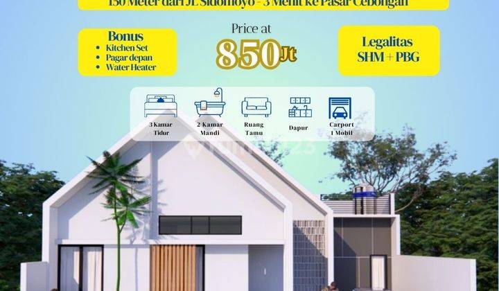 RUMAH DESAIN MILENIAL DI BARAT JL SIDOMOYO 800JTan BONUS KITCHEN SET 1