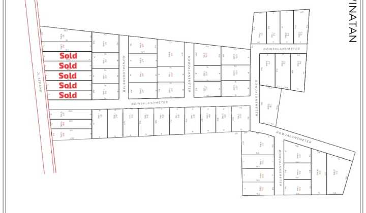 Tanah Pinggir Jl. Sukawinatan Arah Jalan Baru: SHM
