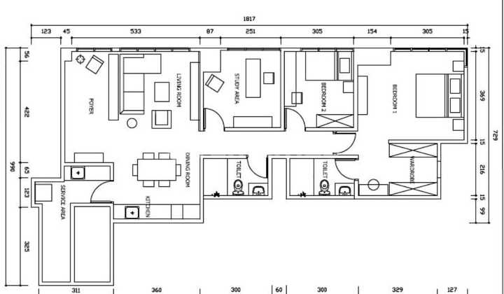 Dijual Cepat Apartemen Somerset Kencana 3 BR Furnished 128 M² 2