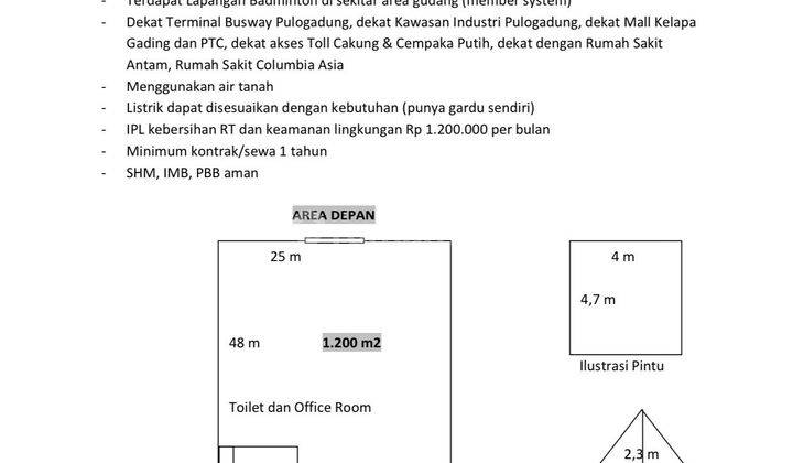 Disewakan Gudang Pegangsaan Dua Kelapa Gading Jakarta Utara 2