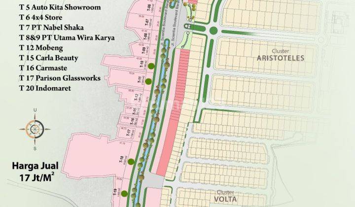 Dijual tanah kavling komersial summarecon gading serpong blok T 1