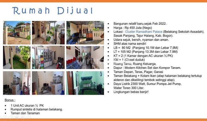 Dijual Rumah Di Cluster Ramahdani Tajur Halang Bogor 1