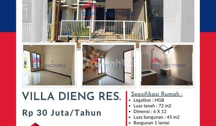 Rumah Siap Huni kawasan Villa Dieng Residence, Dekat Club House Istana Dieng, Sekolah Little Island, Kampus Unmer, Cyber mall, Malang City Point di Sewakan cepat.  2