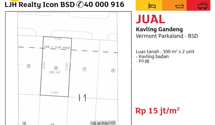 Kavling Gandeng Di Bsd Vermont 300.0 M² Ppjb Kavling Gandeng Di Bsd Vermont 300.0 M² Ppjb