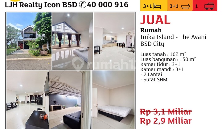 Rumah Bagus di Kluster Inika Island The Avani BSD City, Jl. Raya Cisauk-Lapan, Sampora, Cisauk, Tangerang, Banten, Indonesia, 15345, BSD Avani