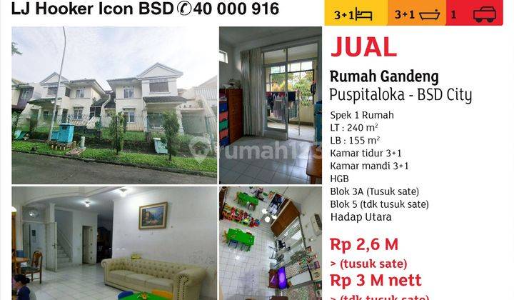 Rumah Gandeng Bagus di BSD Puspita Loka HGB - Hak Guna Bangun 1