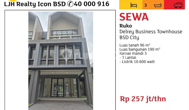 Delrey Shop House (New) BSD 3 Floors Strategic 1