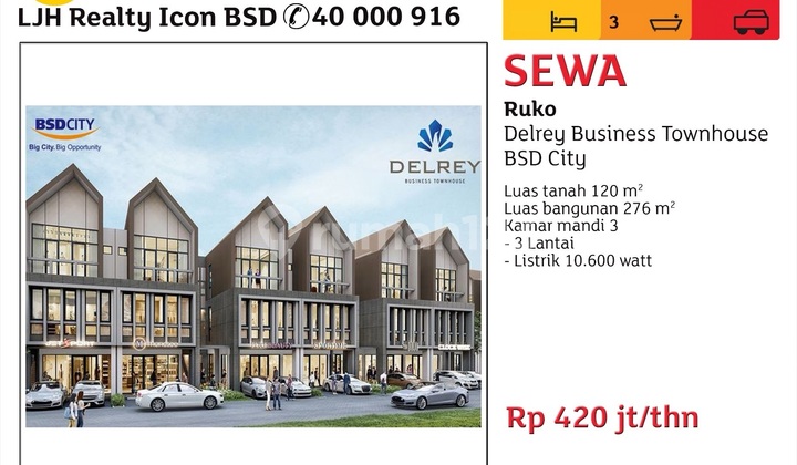 Delrey Shop House Location BSD (New) 3 Floors Good 1