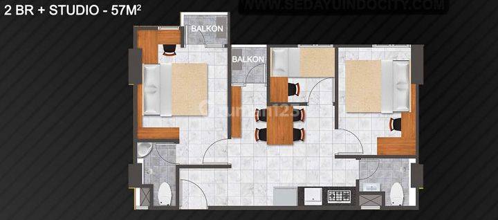 Dijual / Disewakan Apartemen 3 Bedroom Unfurnished | Tokyo Riverside  1