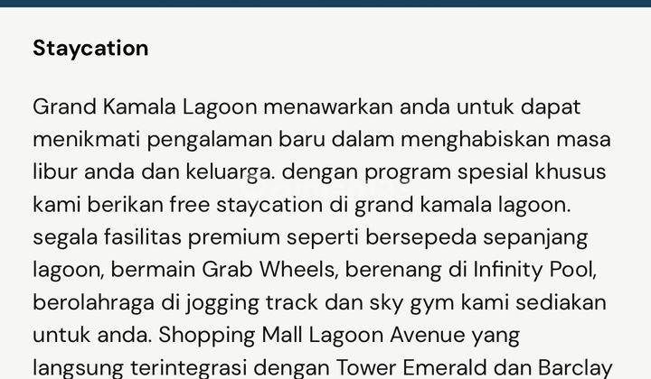 Dijual 3 Unit Apartemen 1 Bedroom & 2 Bedroom Full Furnished | Grand Kamala Lagoon Bekasi  4