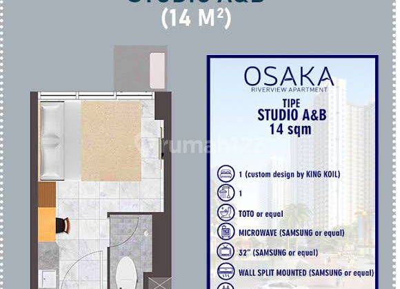 Dijual 3 Unit Apartemen Tipe Studio Semi Furnished di Osaka Riverview 2