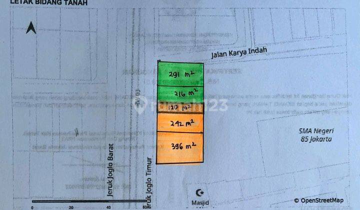 J1847-cb35+ Tanah Lt120/242/396 M2 Hadap Barat Di Intercon Dekat Akses Joglo Raya 1