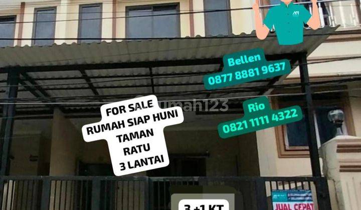 ** Rumah Siap Huni di Taman Ratu 3 Lantai Row Jalan 2 Mobil Lega** 1