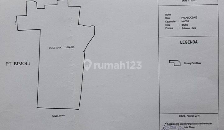 Tanah Dijual Samping Bimoli Bitung Sulawesi Utara SHM  2