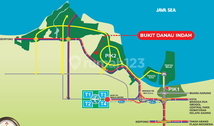 Kavling Bukit Danau Indah Uk 10x25 Pik2 Termurah Hadap Selatan