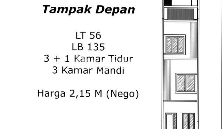 RUMAH BARU TANJUNG DUREN L, 3 LANTAI, ROW 2 MOBIL, DALAM KOMPLEK 2