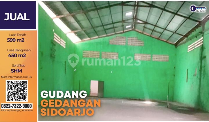 Gudang Dijual Gedangan Sidoarjo SHM 599 M² Siap Pakai