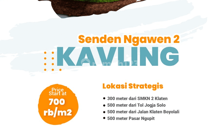 Promo Tanah Kavling di Senden. Dekat Exit Tol Jogja Solo, Mulai 700 Ribuan m² 1