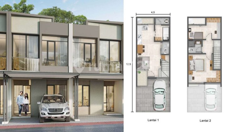 Alabama Milenial PIK2  ALA6 Uk 4,5x12,5 2+1 BR Kosongan 2 Lantai