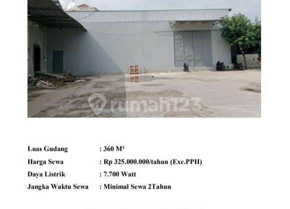 Warehouse in Pesing Poglar Size 360m2 Spacious Parking PLN 7700W Minimum Lease 2 Years