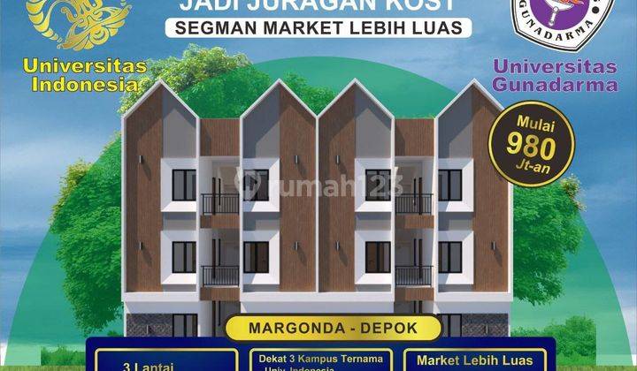 jual rumah kost margonda depok, 12 kamar tidur 