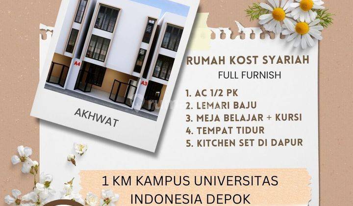 Jual Kost Dekat Ui Depok, Shm Samping Kampus Ui Full Furnished 