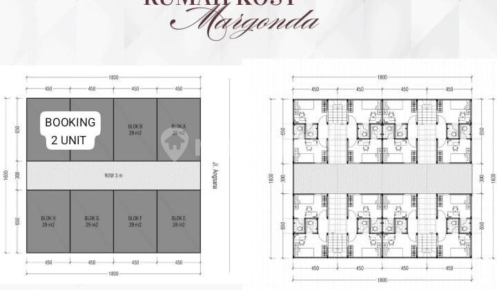 jual rumah kost margonda depok, 12 kamar tidur  2
