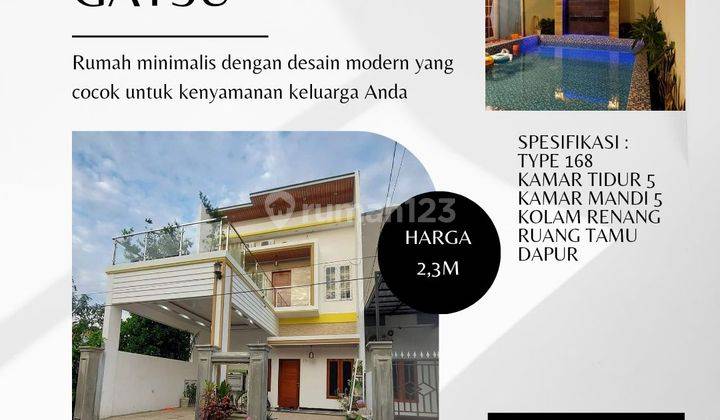 Rumah mewah 2 lantai lengkap kolam renang lokasi medan helvetia 1