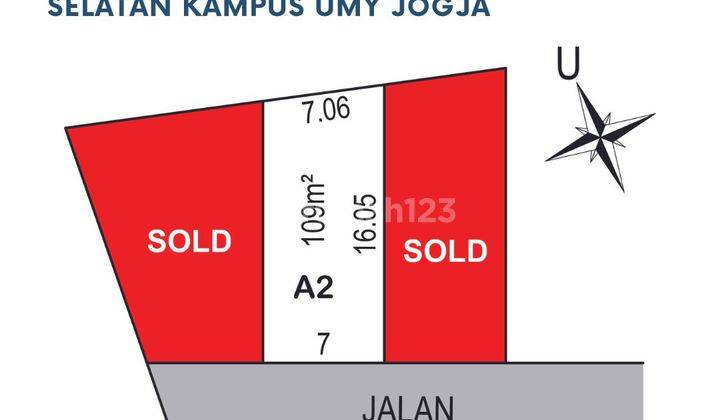 Tanah Untuk Kost di Kasihan, Bantul SHM 109 m²  2