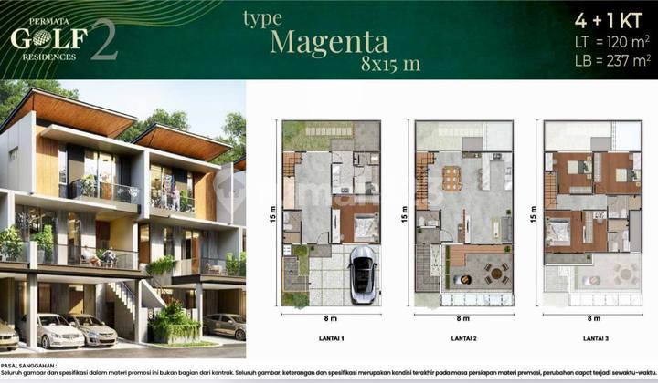 Rumah Permata Golf Residences Pik2, Rumah Mewah 3 Lantai Uk 8x15 dengan Fasilitas Lapangan Golf 27 Holes, Danau dan Clubhouse mewah