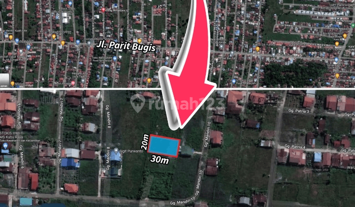 Dijual Tanah di Jl. Parit Bugis Gg, Mandiri 9, Kubu Raya 2