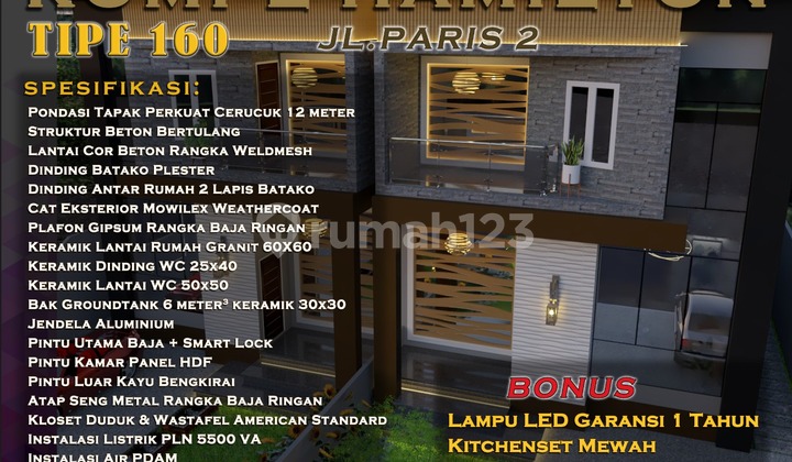 Dijual Rumah Baru dalam Cluster di Jl. Paris 2 Komp. Hamilton 2