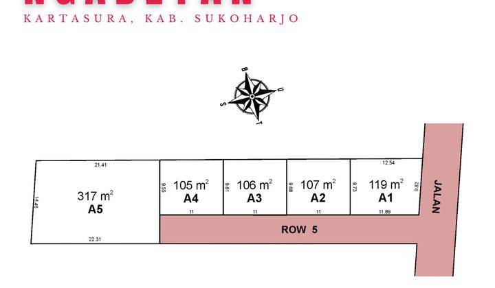 Tanah Ngabeyan Kartasura, 300 M Jl Adi Sumarmo, Shm : 105 M² 2