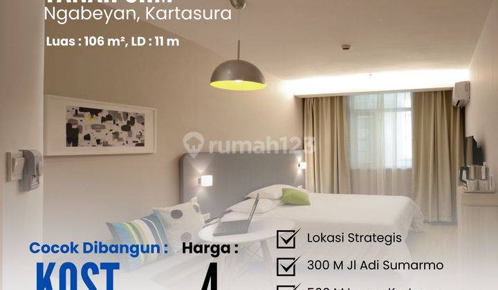 Tanah Ngabeyan Kartasura, 300 M Jl Adi Sumarmo, SHM : 105 m² 1