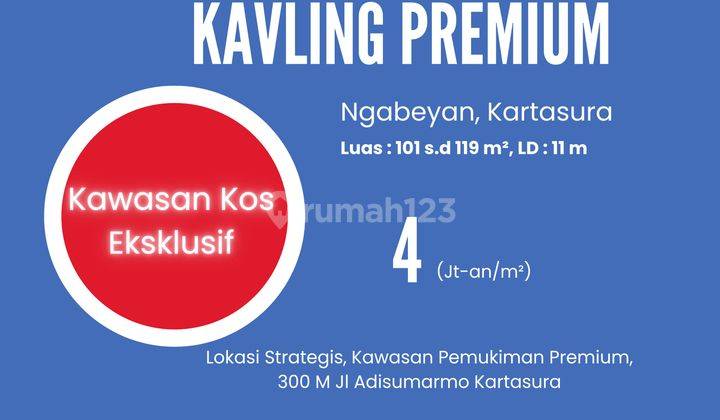 Tanah Ngabeyan Kartasura, 300 M Jl Adi Sumarmo, SHM : 105 m² 2