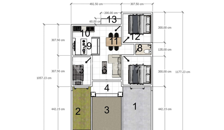 Rumah Type 65/124 Kota Baru, Jambi 2