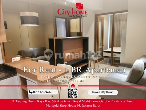 For Rent Apartemen 1BR Taman Anggrek Residences Luas 50m2 (Tanjung Duren), Furnished Bagus