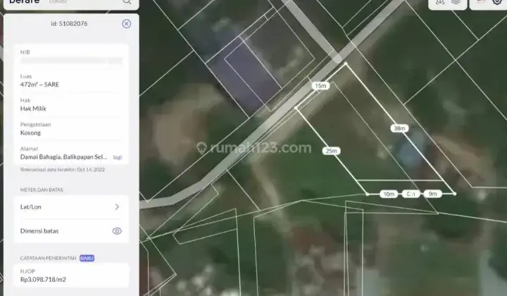 Dijual Tanah di Perumahan Pupuk, Balikpapan 472 m² 2