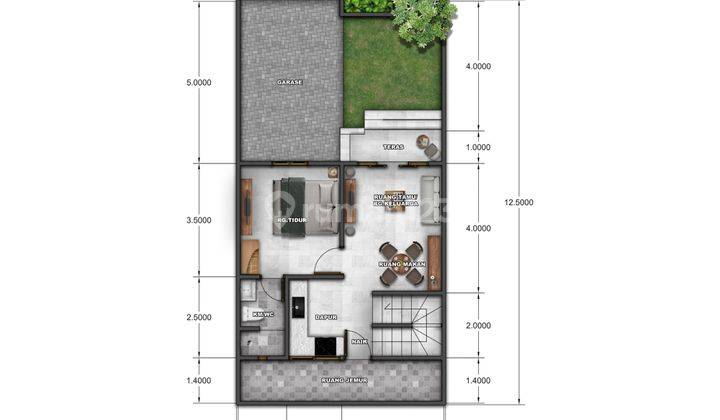 RUMAH MODERN DI SESETAN AREA PERKANTORAN 2