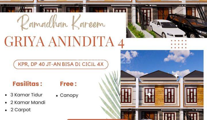 Rumah 2 Lantai Cluster DP 40 juta an Free Biaya Kanopi Pagar Dekat Tol 9