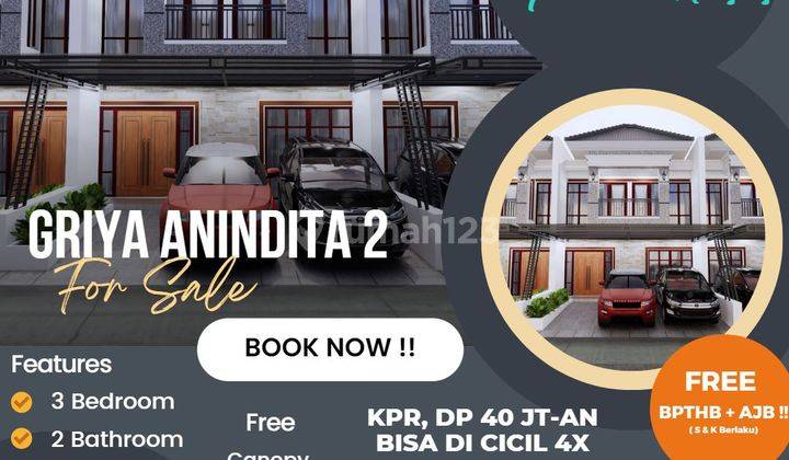 Rumah 2 Lantai Cluster DP 45 juta-an Free Biaya Kanopi Dekat Tol  10