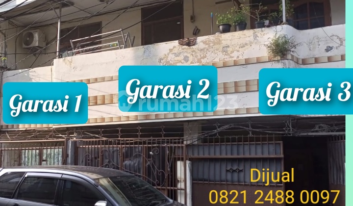 Rumah di Pademangan Timur 3 Garasi Mobil, Ada Bath Up. Cor 3,5 Lantai.