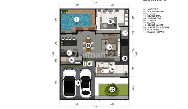 Rumah Cluster Mewah Batoh Tipe 200 Spesial Desain 2