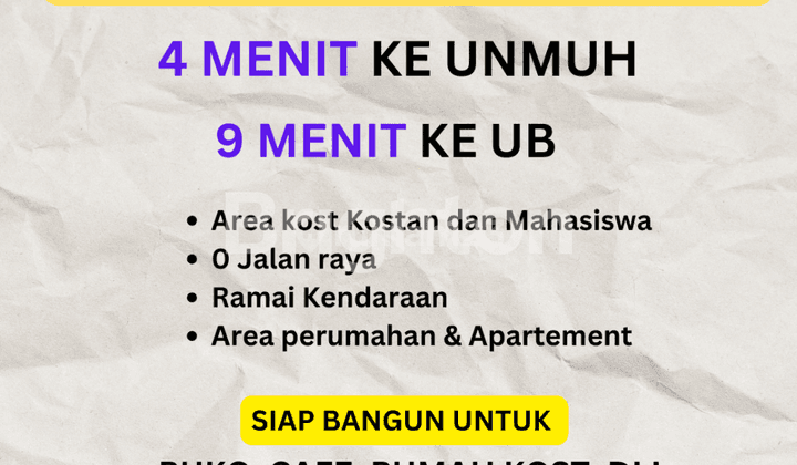 TANAH 0 JALAN AKORDION DEKAT BEGAWAN, UB DAN UMM LOKASI RAMAI DAN PREMIUM 1